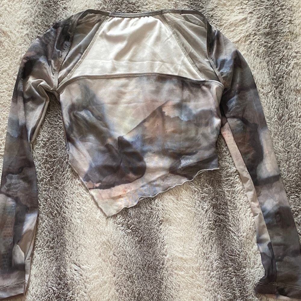 4/$30 Tie-Dye Sheer Long Sleeve Crop Top